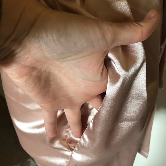 Custom “feeling myself” light Blush Pink Silky Lace Short Robe Bridal bath - Picture 7 of 16